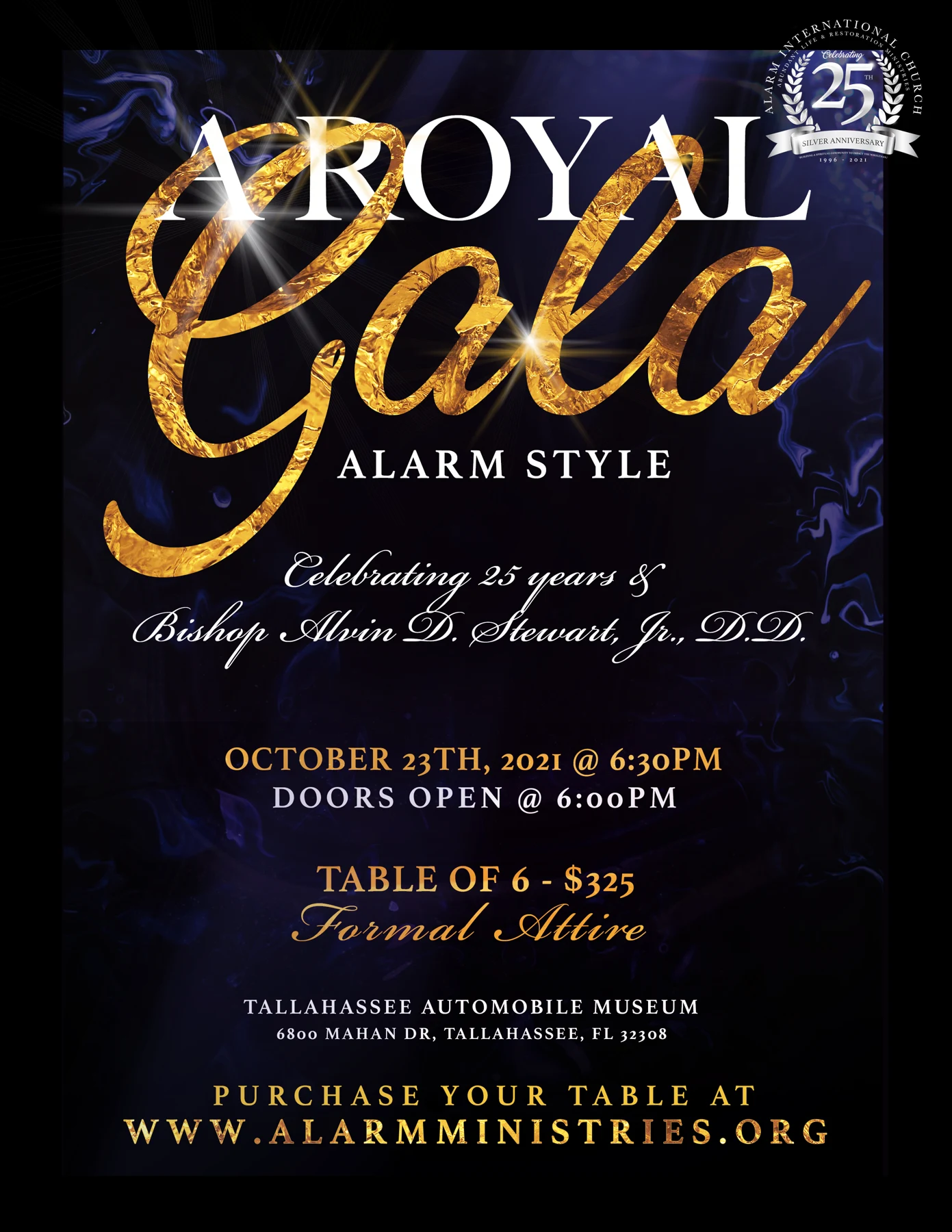 Royal Gala event artwork in black and gold